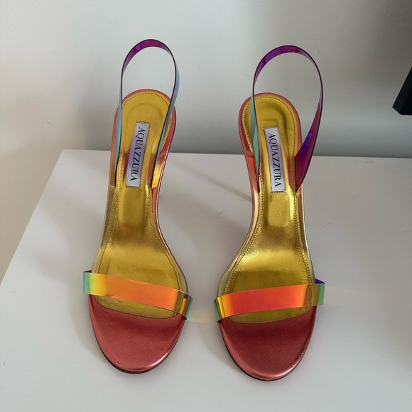 Aquazzura 105mm So Nude Iridescent Plexi Sandals - Picture 3 of 4